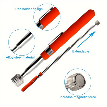 Retractable Magnetic Pickup Stick – 2/5/8LB Pen-Shaped Tool with Telescopic Handle, Precision Magnet for Strong Suction and Pickup