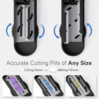 Ultra-Convenient Portable Pill Cutter – Effortlessly Splits Pills in Seconds, Accurate for Any Size, Time-Saving Medicine Organizer, Compact and Travel-Ready