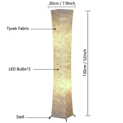 Soft Light Floor Lamp – 52" Modern Slim Design with Warm 3000K LED Tyvek Fabric Shade, Ideal for Living Room, Bedroom, Game Room