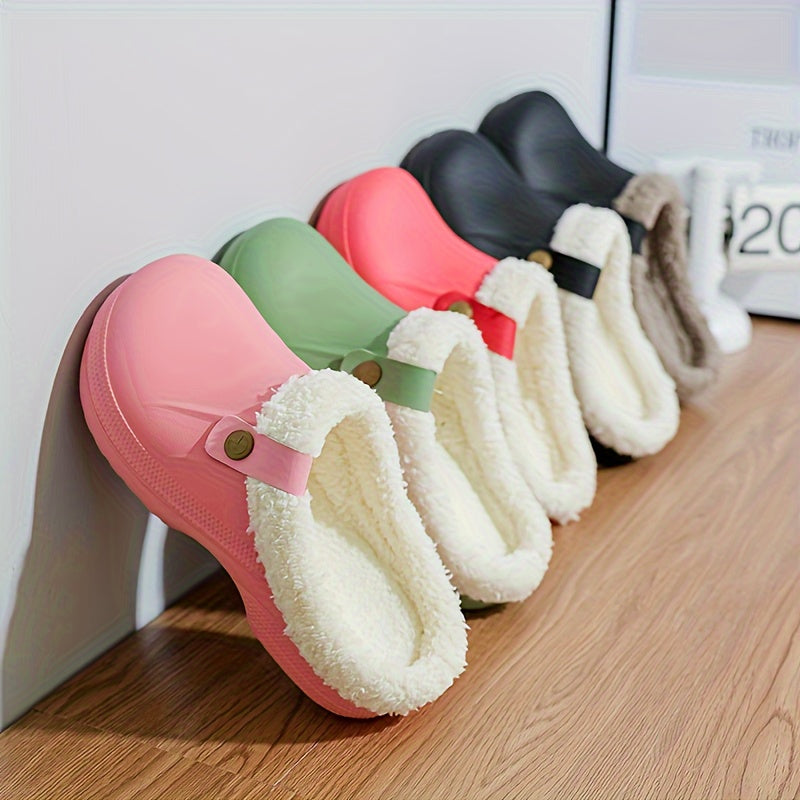 Warm and Cozy Solid Color Round Toe Slippers - Non-Slip Sole for Indoor Comfort