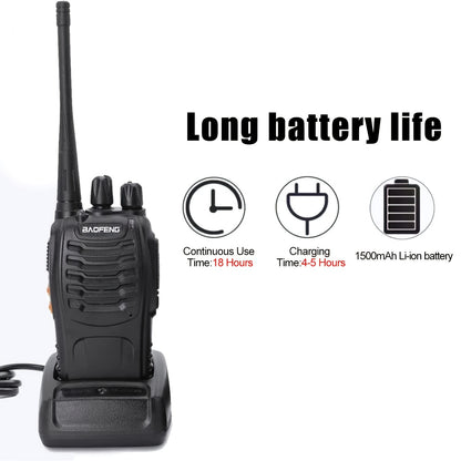 2PCS BAOFENG BF-888S UHF 400-480MHz Handheld Two-Way Radio - Portable Walkie Talkies for Hiking, Biking, Camping