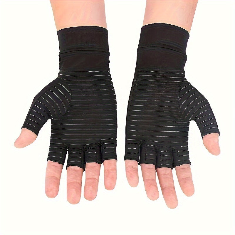 2 Pairs Compression Gloves – Half Finger Gloves for Women and Men, Pain Relief and Support