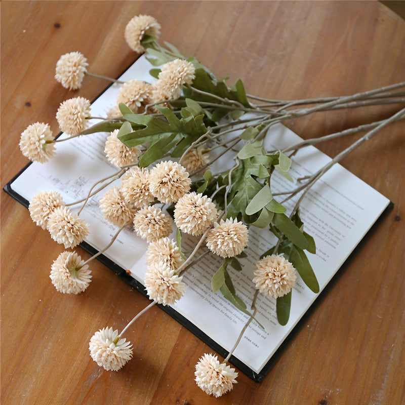 5pcs Autumn Dandelion Simulation Flowers – Artificial Chrysanthemums for Thanksgiving, Halloween, and Harvest Decor, Ideal for Home, Room, and Wedding Decorations