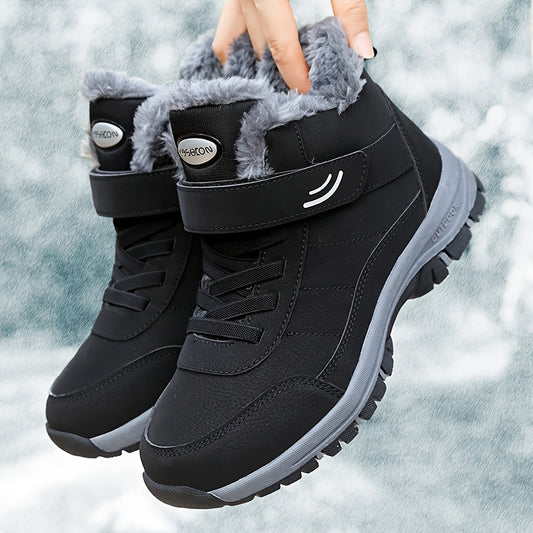 Fur Lined Women's Waterproof Snow Boots - Lightweight Ankle Boot with Anti-Slip Sole for Winter Outdoor Sports