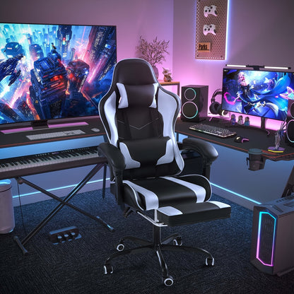 Homall PU Leather Gaming Chair - Massage and Foot Support Features