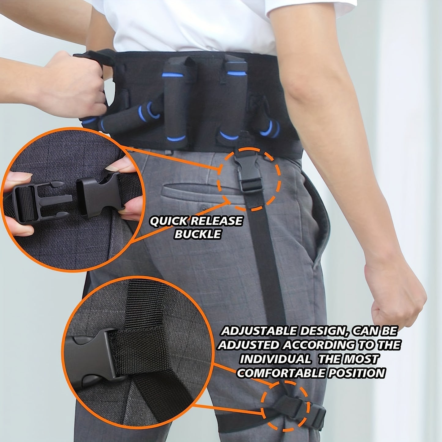 Upgraded Gait Belt with 7 Rubber Handles - Ideal Transfer Belt for Seniors and Elderly