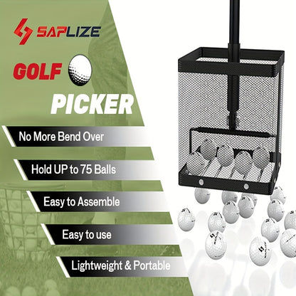 SAPLIZE Heavy-Duty Golf Ball Retriever - Extra-Large 75 Ball Capacity, Ultra-Sturdy and Long-Lasting Picker - Effortlessly Collect More Balls, Play Smarter!