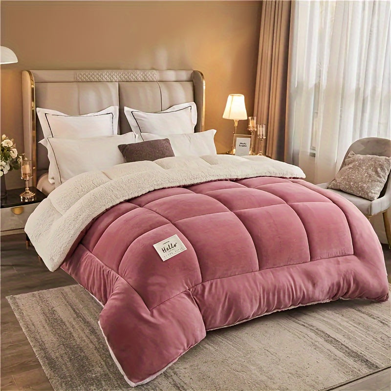 Thick Comforter Insert – All Season Quilted, Ultra Soft and Breathable – Box Stitch Solid Color, Machine Washable – Warm Autumn and Winter Duvet