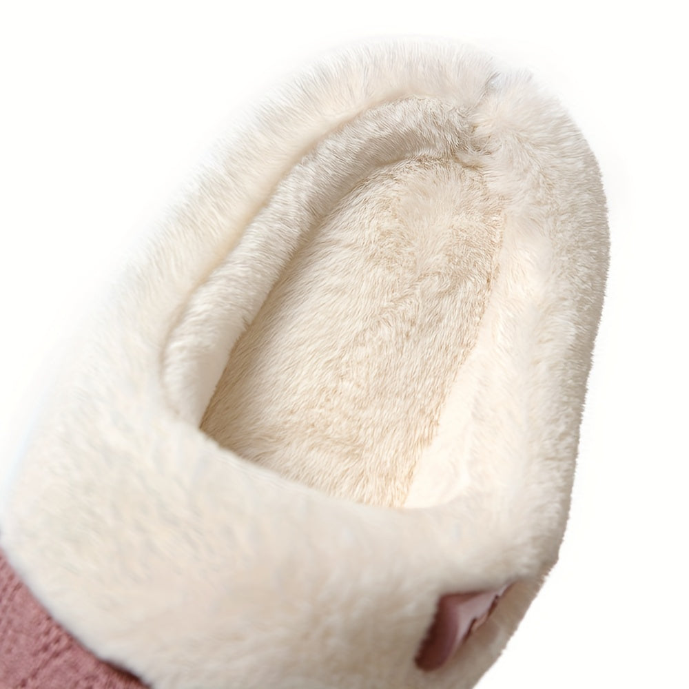 Solid Color Slippers – Casual Slip-On Plush Lined Indoor Home Shoes, Comfortable and Cozy