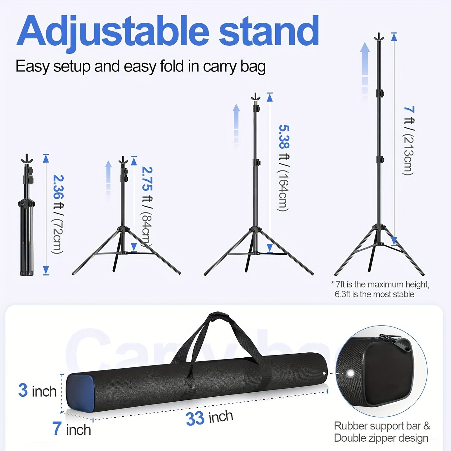 Backdrop Stand 10x7ft (WxH) – Adjustable Photo Studio Background Stand Support Kit