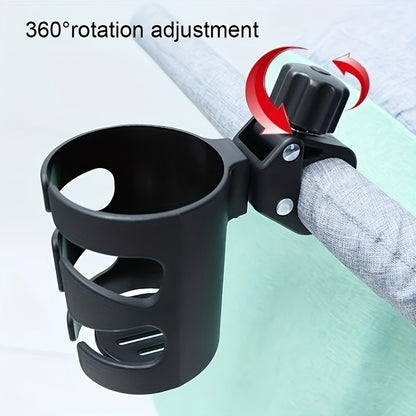 Universal 360° Rotatable Cup Holder - Compatible with Strollers, Prams, and Wheelchairs