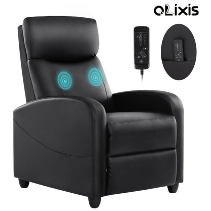 OLIXIS Massage Leather Recliner Chair: Single Sofa with Lumbar Support, Adjustable Backrest & Footrest, Perfect for Living Room and Bedroom