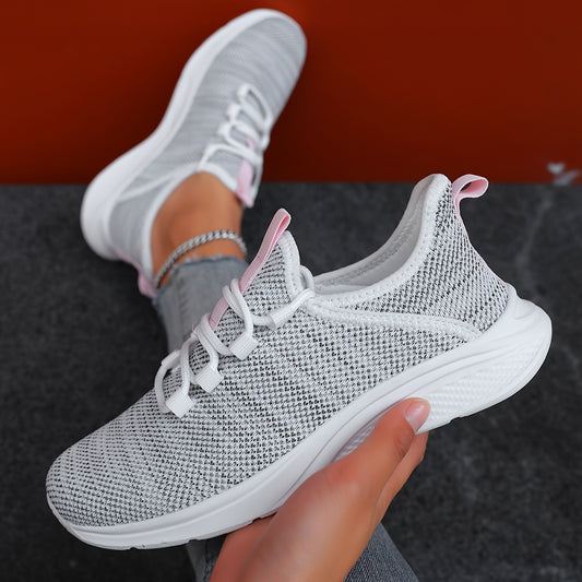 Women's Flying Woven Lace-Up Casual Running Shoes – Breathable Tennis Shoes