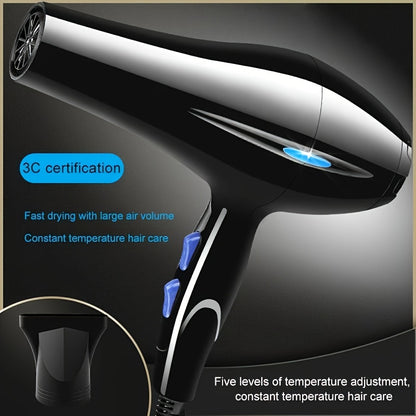 Fashionable Hair Dryer with Constant Temperature Control - 5 Heat Settings for Fast Drying - Includes Diffuser, Concentrator Nozzles, and Styling Accessories