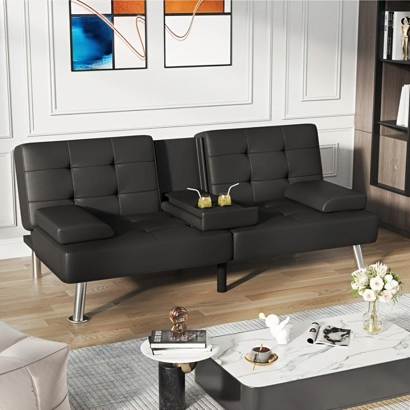 Convertible Upholstered Reclining Sofa with Cup Holder – Stylish and Comfortable Seating Solution