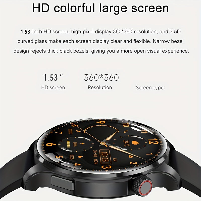 GPS Motion Trajectory Smartwatch for Men - 360*360 HD Screen, AI Voice, Wireless Call, NFC Fitness Tracker, Compass Sports Watch for Men and Women