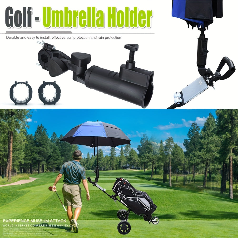 Adjustable Golf Bag Umbrella Holder - Trolley and Bike Compatible, Sawtooth Design for Secure Grip, Reinforced Material, Essential Golf Supplies