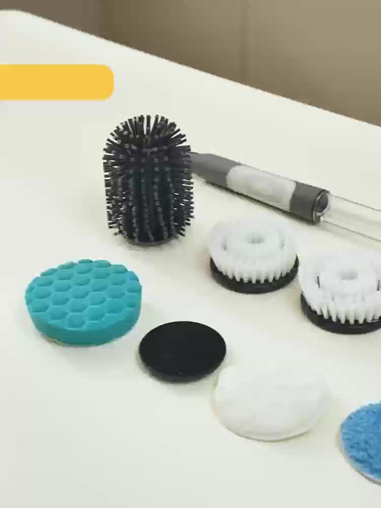 Electric Spin Scrubber – Cordless with 6 Replaceable Brush Heads, Adjustable Long Handle, and Rechargeable Battery – Multifunctional for Bathroom, Kitchen, Tiles, Shower, and Car Cleaning