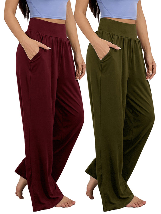 2PCS Wide Leg Loose Fit Casual Pants - Women's Activewear - Versatile Sports Jogger Pants with Pocket for Comfortable Workout and Daily Wear