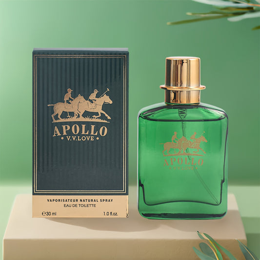 Apollo Men's Chypre Woody Cologne 1.01oz - Long-Lasting Pine, Leather and Patchouli Scent, Alcoholic Spray for Day and Night Use