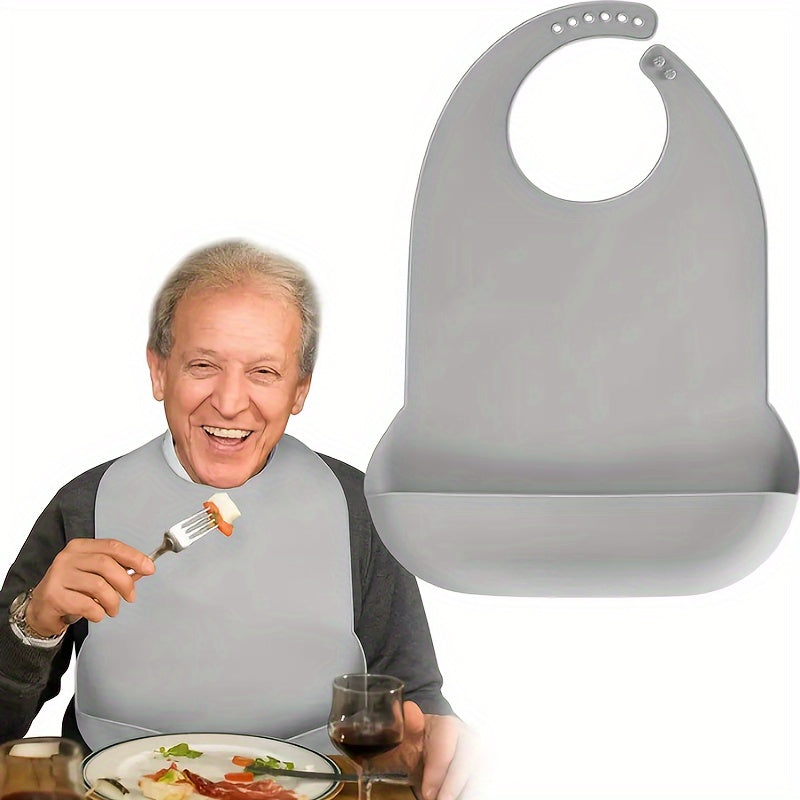 Large/Extra Large Silicone Bibs for Adults – Waterproof Three-Dimensional Food Bibs for Elderly