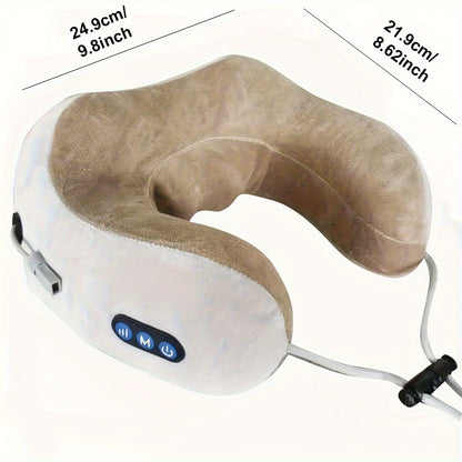 Electric Neck Massager – U-Shaped Pillow with Heat & Memory Sponge – Deep Tissue Kneading for Cervical Relief – Ideal for Travel, Office, and Home – Great Holiday and Mother's Day Gift