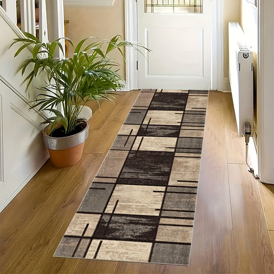 Geometric Absorbent Non-Slip Rugs – Stain-Resistant, Waterproof Long Strip Floor Mat, Nordic Corridor Carpet, Anti-Skid Foyer and Hallway Rug, Modern Home Decor