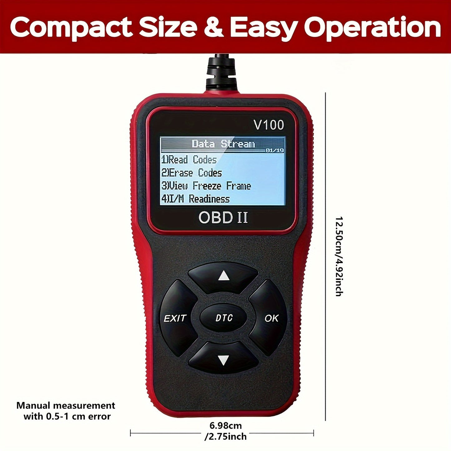 Car OBD2 Diagnostic Scanner - Engine Fault Code Reader, Scan Tool for All OBD II Protocol Cars Since 1996