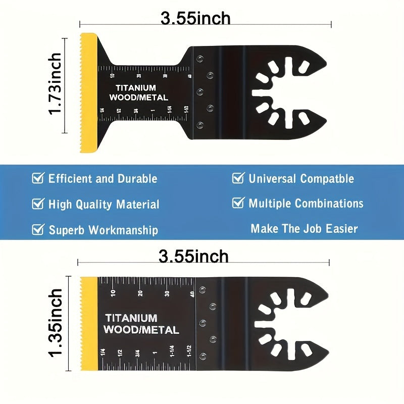 18PCS Titanium Multi Tool Blades - Universal Quick Release Oscillating Saw Blades for Metal, Wood, Plastic and Nails, Compatible with Milwaukee, Ryobi and Dewalt