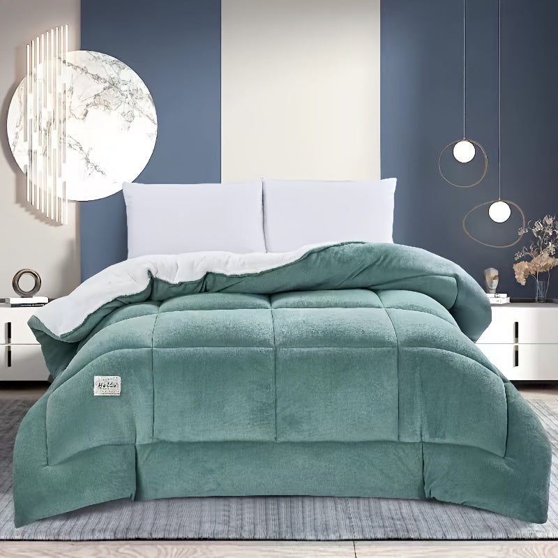 Thick Comforter Insert – All Season Quilted, Ultra Soft and Breathable – Box Stitch Solid Color, Machine Washable – Warm Autumn and Winter Duvet