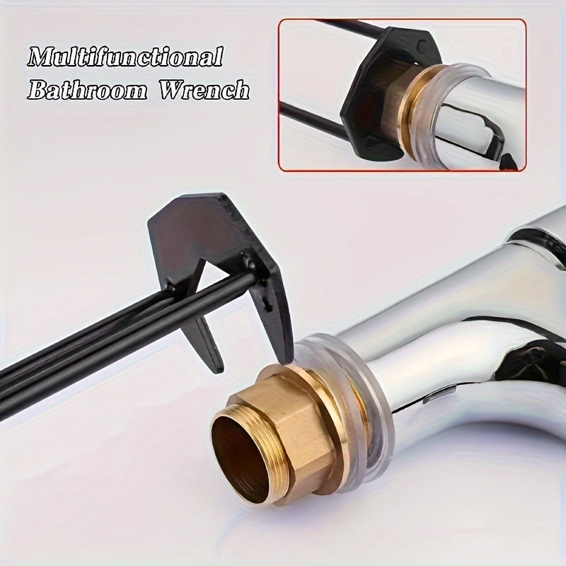 Multifunctional Metal Wrench for Bathroom Faucet and Sink Installation - Universal Repair Socket Tool with Quadruple Claw Design - Easy Twist Plumber's Wrench for Valve Removal and Tightening