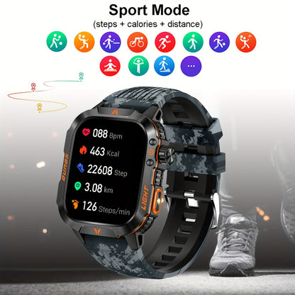 Men's Outdoor Sports Smart Watch – 2.01-Inch Full Touch Screen, Waterproof, Motion Tracking – Wireless Connectivity, Compatible with Android and iPhone