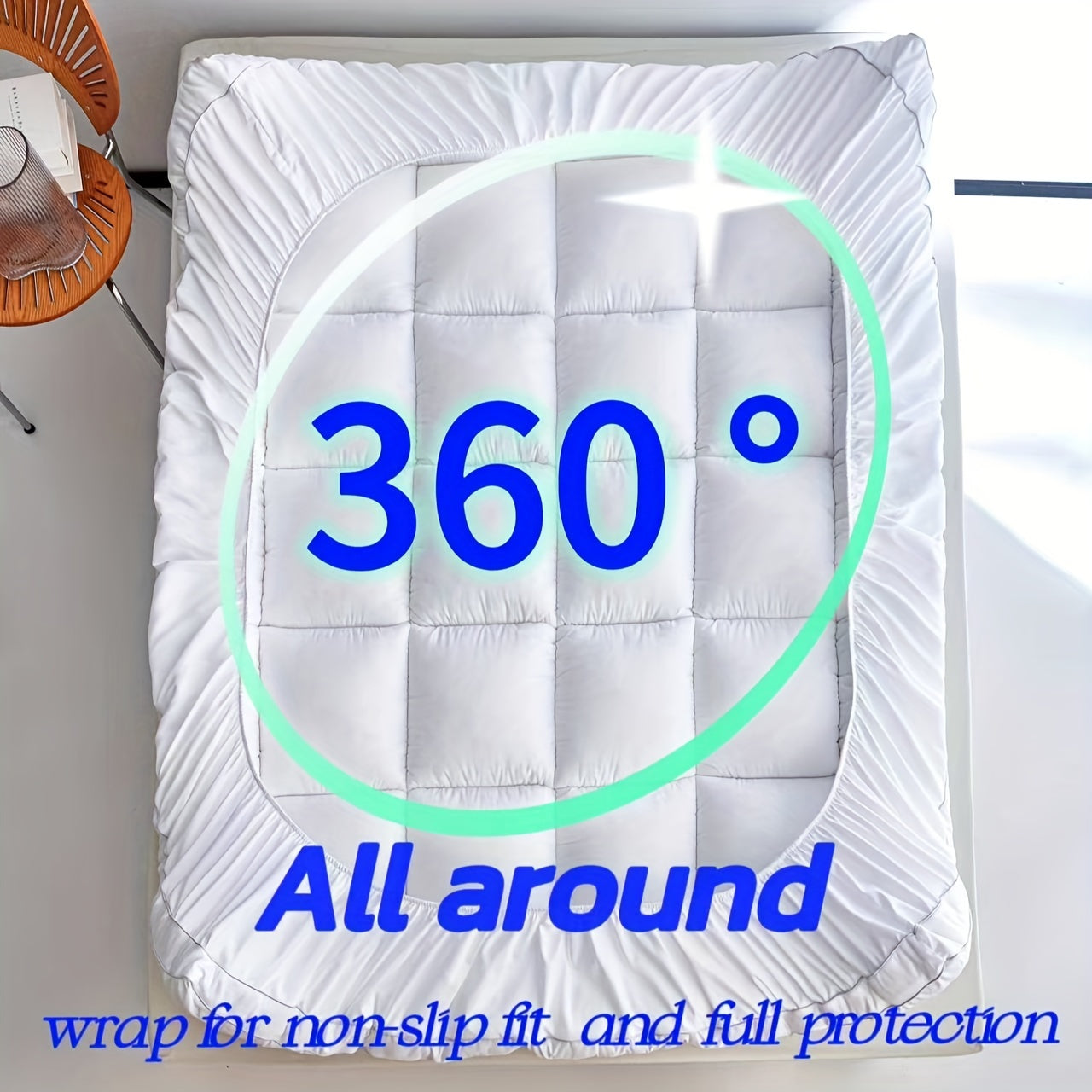 Ultra-Soft Microfiber Mattress Pad – Deep Pocket, Non-Slip, Machine Washable, Polyester Cover for Bedroom and Guest Room