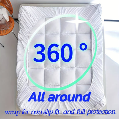 Ultra-Soft Microfiber Mattress Pad – Deep Pocket, Non-Slip, Machine Washable, Polyester Cover for Bedroom and Guest Room