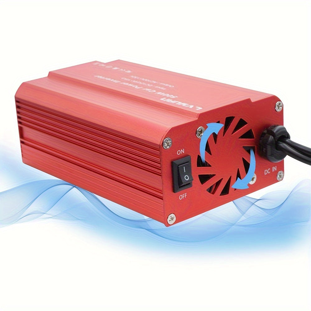 500W Car Inverter with Dual USB Ports - DC 12V to 110V AC Converter for Car Charging and Powering Devices