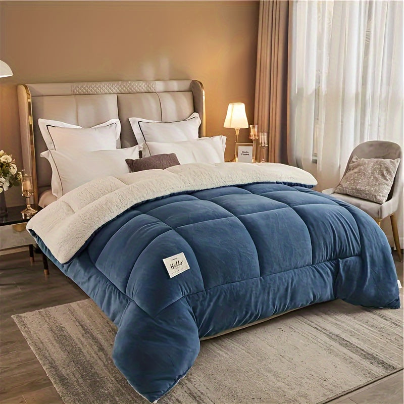 Thick Comforter Insert – All Season Quilted, Ultra Soft and Breathable – Box Stitch Solid Color, Machine Washable – Warm Autumn and Winter Duvet