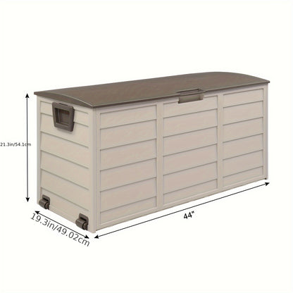 75-Gallon 260L Outdoor Garden Storage Deck Box: Lockable Plastic Chest for Tools, Cushions, and Toys