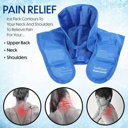 Reusable Gel Ice Pack Wrap for Neck and Shoulder – Cold Therapy Neck Wrap with Adjustable Straps for Pain Relief