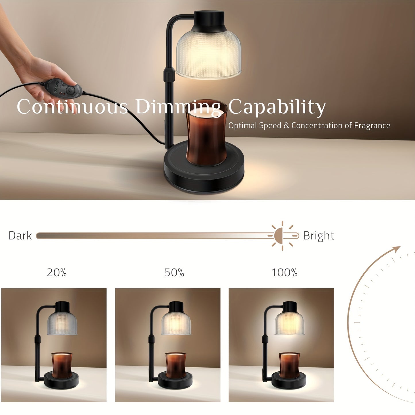 Candle Warmer Lamp with Timer – Adjustable Height, Dimmable with 24-Hour Cycle Timer, Perfect Mother's Day Gift, Home Decor, and Housewarming Gift