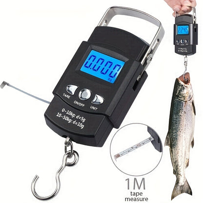 Portable Digital Fishing Scale with Hanging Hook - High-Precision Measurements for Fish, Bags, Luggage, Compact Design, Convenient Carry-On Features for Outdoor Enthusiasts