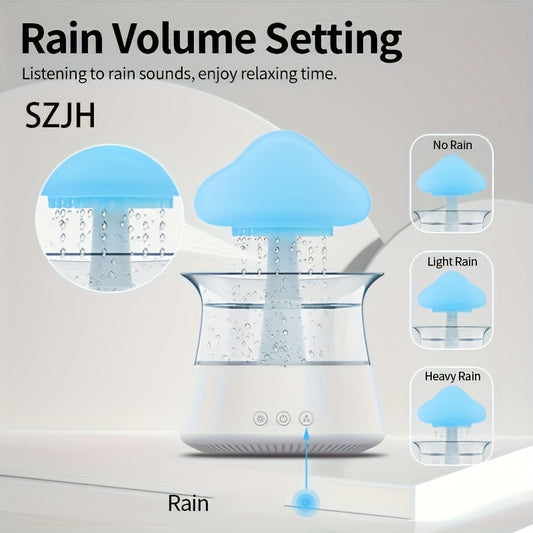 Compact Zen Rain Cloud Aromatherapy Diffuser – Quiet, USB-Powered Mood Enhancer with Nightlight and Atomization – Perfect for Serene Sleep