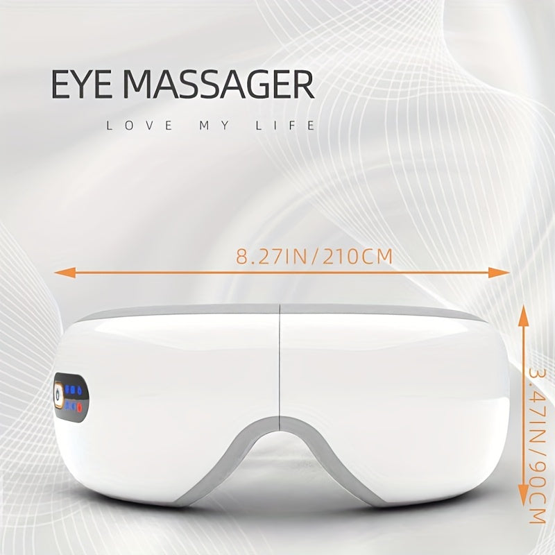 Relaxing Eye Massager – Professional Equipment for Migraines and Eye Care, Heat, Music, 5 Modes, Rechargeable Heated Eye Mask, Perfect Christmas Gift