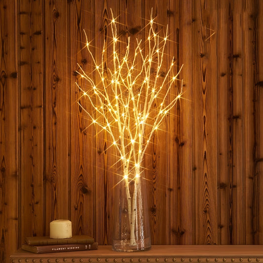 2.62Ft 50LED White Birch Branch Light – Battery-Powered Decorative Light for Christmas, Weddings, Parties, and Home Decoration, Indoor and Outdoor Use