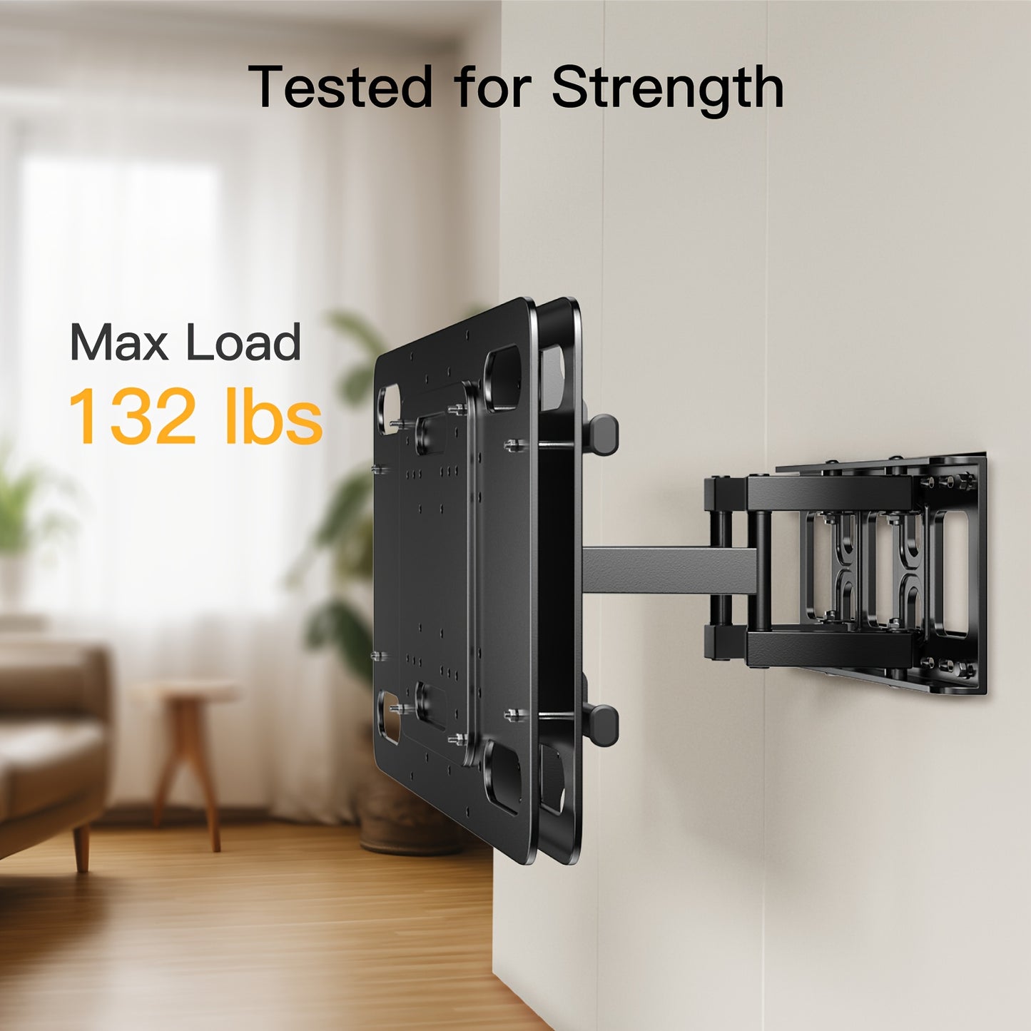 Adjustable Six-Arm Swivel TV Mount – Dual Full Motion Wall Bracket for 37-75 Inch TVs – Supports Up to 132 Lbs – VESA 200x100mm to 600x400mm Compatibility