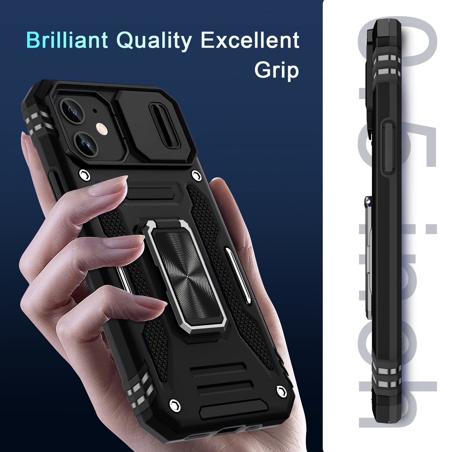 Heavy-Duty Anti-Fall Bracket Case for Apple Series – Tempered Film and Push Window Protection