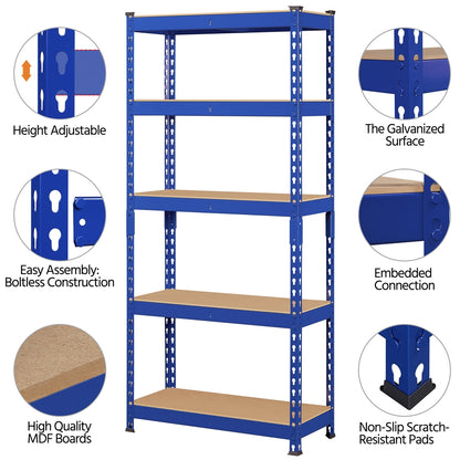 Costoffs 5-Tier Boltless Utility Shelves – 60in Multi-Tier Storage Rack for Warehouse, Store, and Home Organization