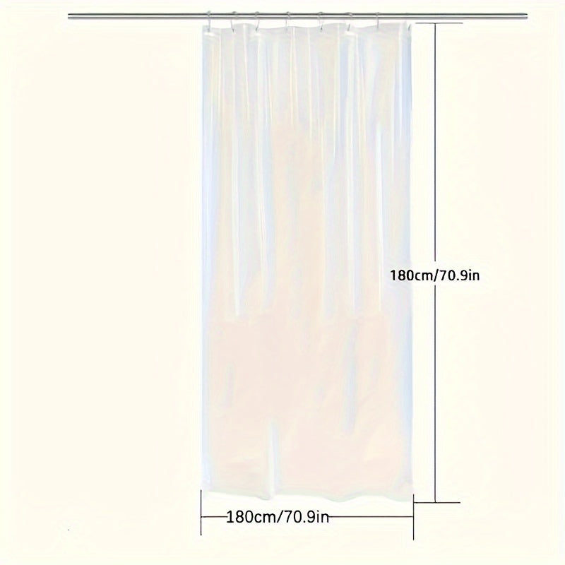 Heavy-Duty Clear PEVA Shower Curtain Liner - Soap Scum and Mildew Resistant, Hooks Included for Home and Kitchen