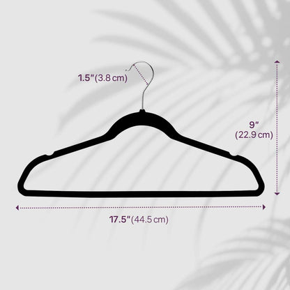 20/30/60 Pack Velvet Hangers - Premium Non-Slip Felt Hangers with Sturdy Black/White Finish - Heavy Duty Coat and Suit Hangers with Space-Saving 360° Rotating Rose Gold/Galvanized Metal Hook