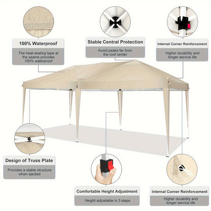 10x20 FT Pop-Up Canopy – Portable, UV Resistant, Waterproof – Ideal for Outdoor Events, Patio, and Parties