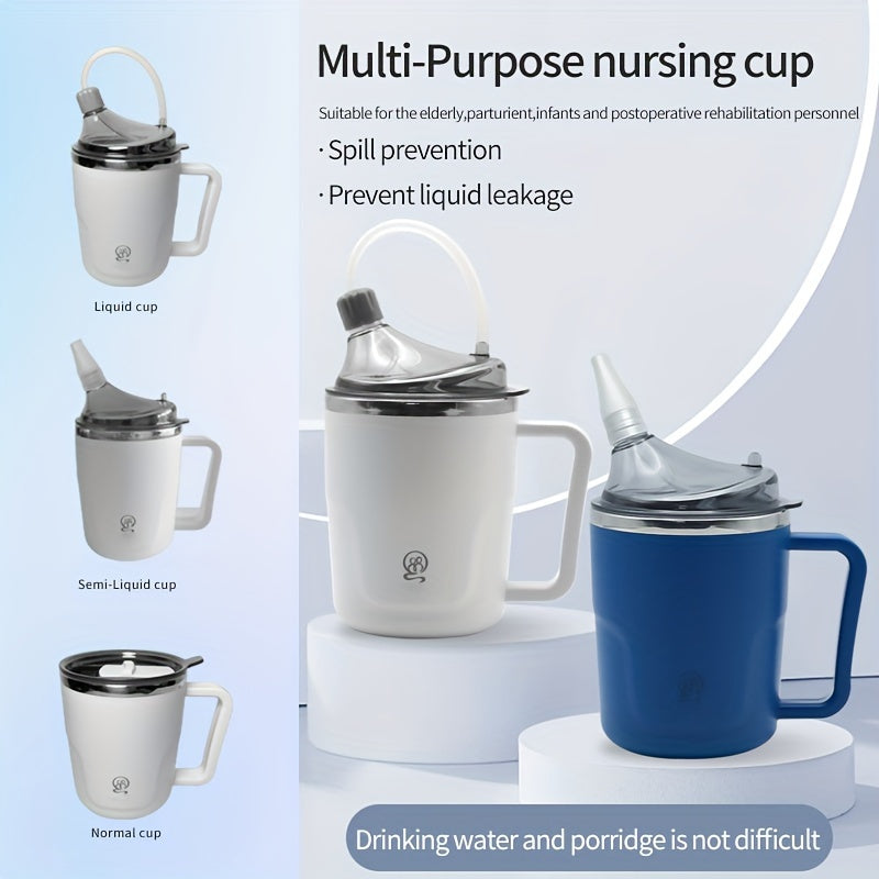 Convalescent Feeding Cup – Leak-Proof Vacuum Insulated Drinking Cup with Straw for Disabled Patients, Ideal for Water, Porridge and Soup